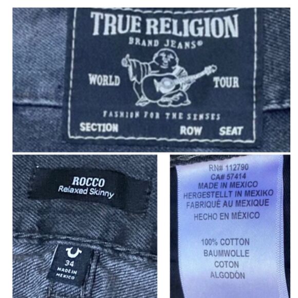 True Religion Gray Camo Rocco Moto Jeans Men’s 33/38 Inseam 33.5" Rise 12" - Picture 11 of 12